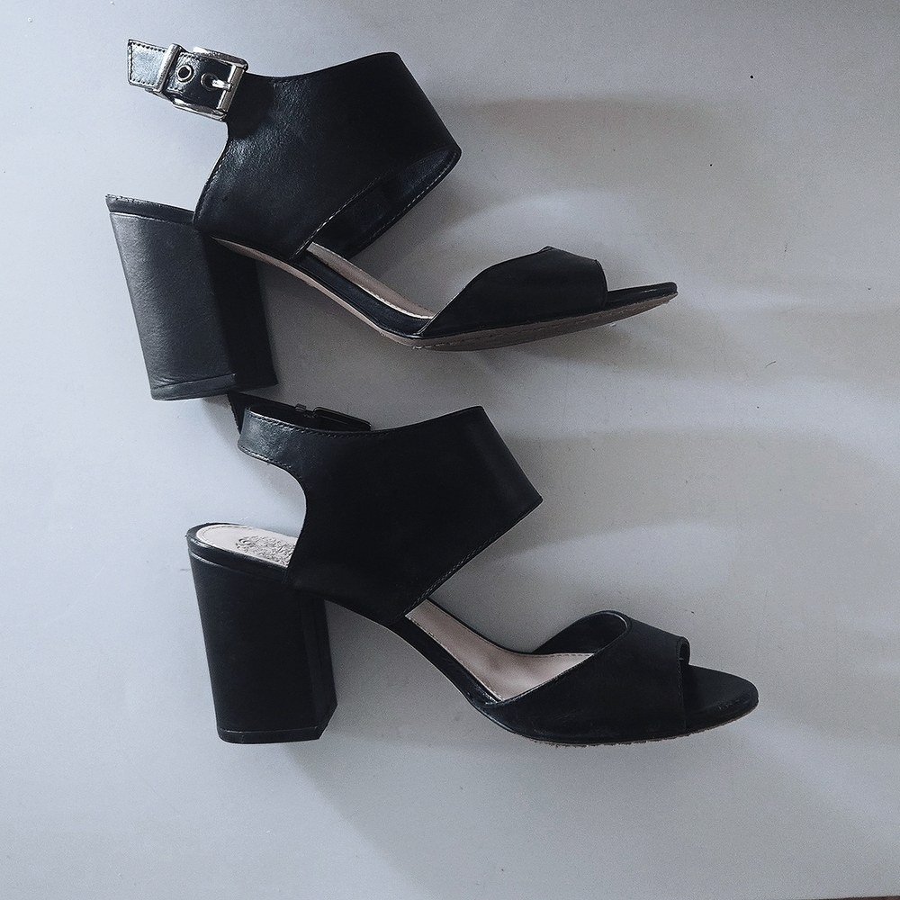 Vince Camuto Black Thick Strap Heels